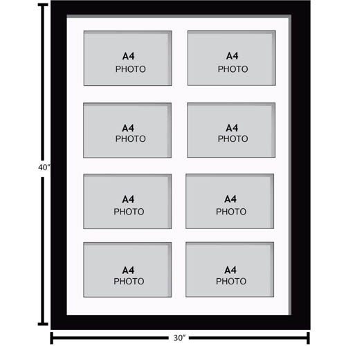 Large Multi Picture Photo Aperture Frame, A4 size with 8 openings